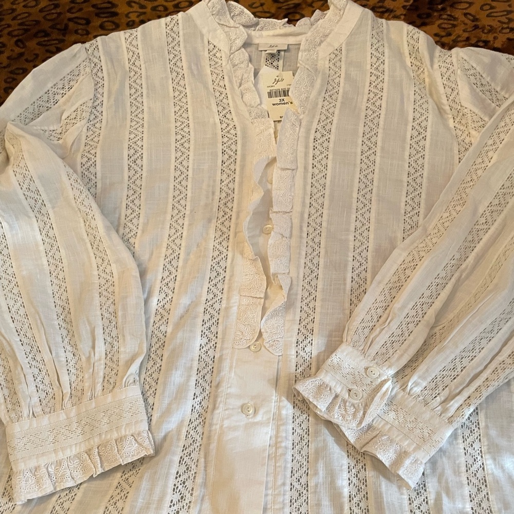 J. Jill Ivory Lace Detail Blouse